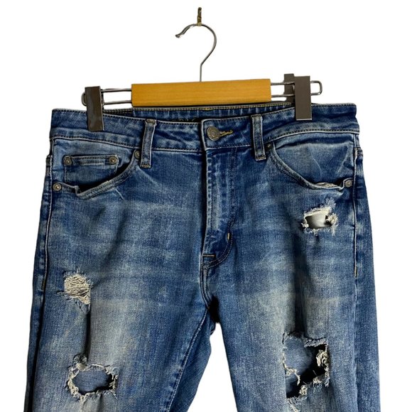 American Eagle Men's Medium Indigo Destroyed Slim Jeans - Picture 2 of 9